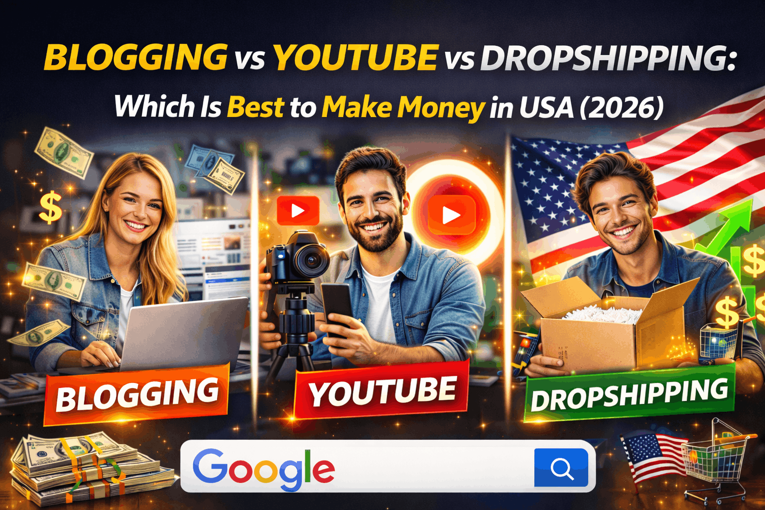 Blogging vs YouTube vs Dropshipping Which is Best to Make Money in USA (2026)
